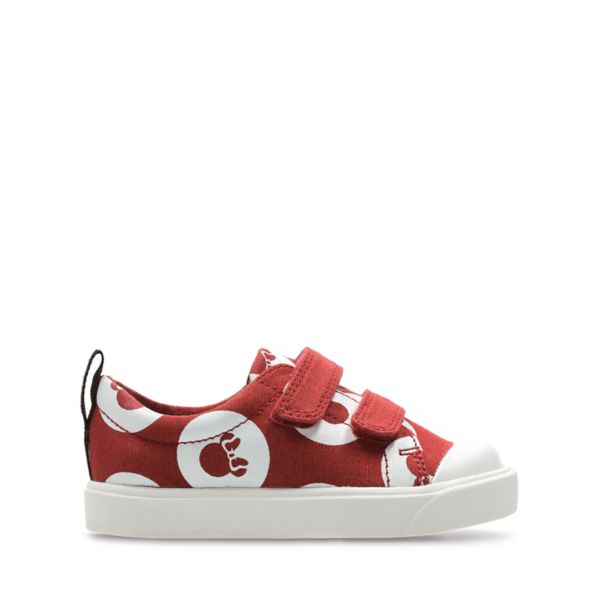 Clarks Girls City Polka Lo Toddler Canvas Red | USA-254796